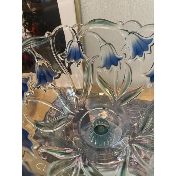 Vintage Mikasa Bluebells Green Blue Pedestal Compote Bowl Candy Dish Catch All - Picture 4 of 5
